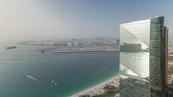 Moderna skyskrapor i Jumeirah Beach Residence i Dubai, JBR Aerial Timelapse — Stockfoto