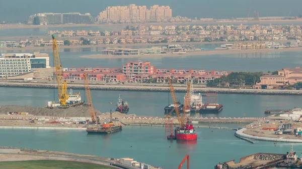 Vista aérea de Palm Jumeirah Island timelapse . — Foto de Stock