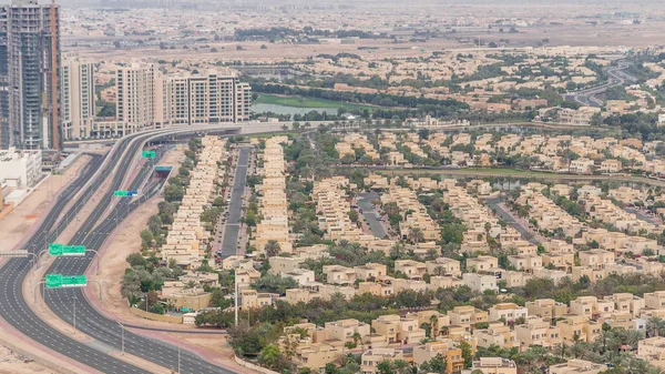 두바이 시티 타임랩스, 아랍에미리트의 아파트 와 빌라의 공중 보기 — 스톡 사진
