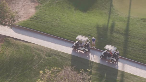 Landschaft des grünen Golfplatzes mit Bäumen Luftaufnahme. dubai, uae — Stockvideo