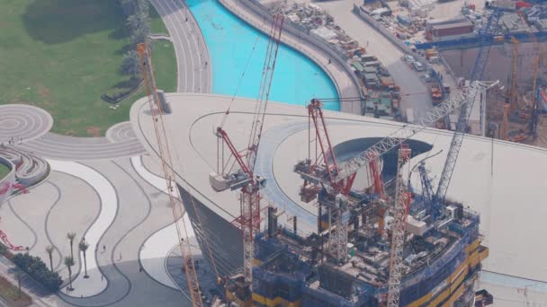 Construction of new modern skyscraper in Dubai city aerial view, United Arab Emirates — Stock Video