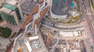 Dubai city aerial timelapse, Birleşik Arap Emirlikleri'nde yeni alışveriş merkezi inşaatı