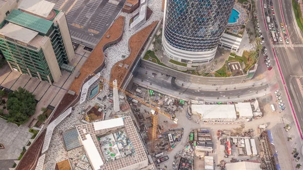 Construcción de un nuevo centro comercial en Dubai city aerial timelapse, Emiratos Árabes Unidos —  Fotos de Stock