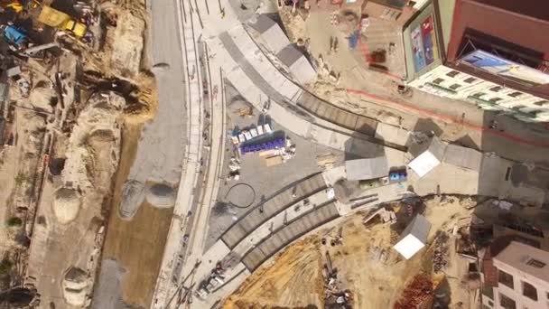 철도 가 교차하는 도로 재건, 건설 현장 — 비디오