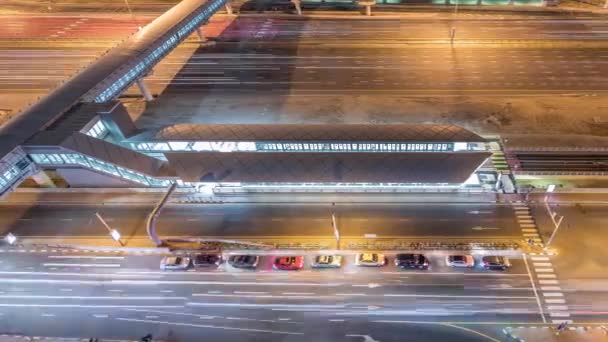 Vista aérea para a estrada Sheikh Zayed perto de Dubai Marina e JLT timelapse, Dubai . — Vídeo de Stock