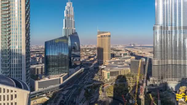 Vida cidade tarde com edifícios altos Timelapse Aerial — Vídeo de Stock