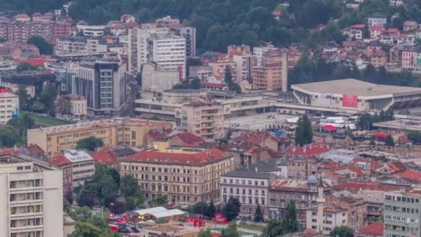 Vista aérea del timelapse sur de la ciudad de Sarajevo . — Vídeo de stock