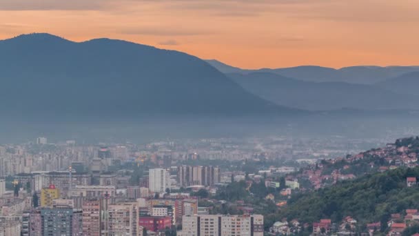 Vista aérea da parte sul da cidade de Sarajevo timelapse . — Vídeo de Stock