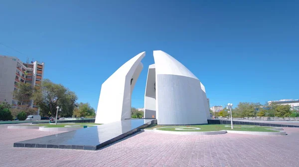 Stela Portraits Mangistau Heroes Great Patriotic War Eternal Flame Aktau — Stock Photo, Image