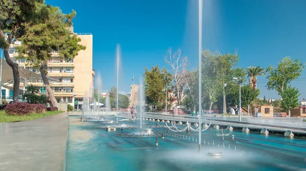 Singing Dancing Fountains Timelapse Republic Square Blue Sky Summer Day — Stock Photo, Image