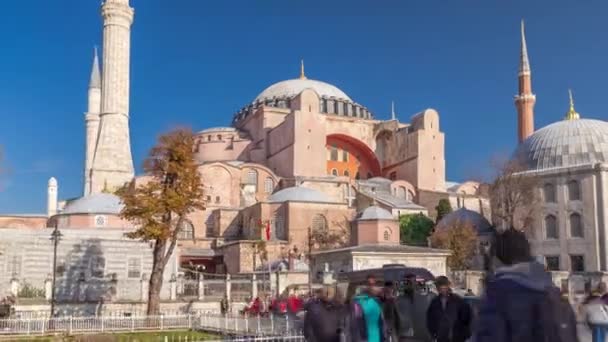 Hagia Sophia timelapse hyperlapse front view, Istanbul, Turkiet — Stockvideo