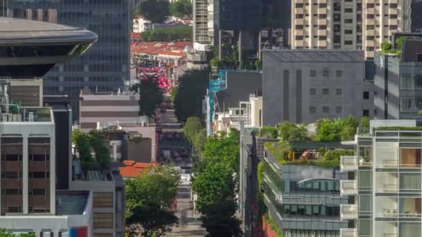 シンガポールの中心街にある通りや都市のシーンで車との交通タイムラプス — ストック動画