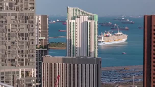 Singapore Cruise Centre är en kryssningsterminal antenn timelapse i HarbourFront. — Stockvideo