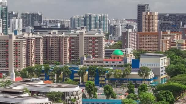 Singapur panorama z Victoria ulicy i zakupy centrum lotnicze timelapse. — Wideo stockowe