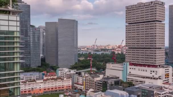 Evening aerial view to Tanjong Rhu look out tower in Singapore timelapse. — Stock Video