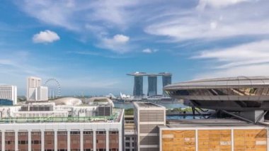 Singapur Marina Körfezi bölgesinin finansal ve turizm bölgeleriyle hava görüntüsü