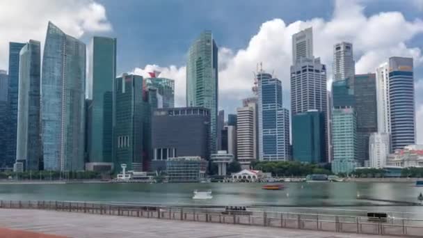 Business Financial Downtown City and Skyscrapers Tower Building at Marina Bay timelapse hyperlapse, Singapore, — Stock Video