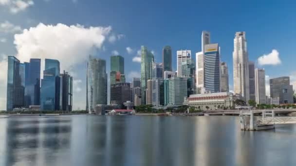 Business Financial Downtown City en wolkenkrabbers Tower Building bij Marina Bay timelapse hyperlapse, Singapore, — Stockvideo