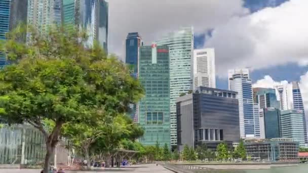 Business Financial Downtown City and Skyscrapers Tower Building at Marina Bay timelapse hyperlapse, Singapur, — Wideo stockowe