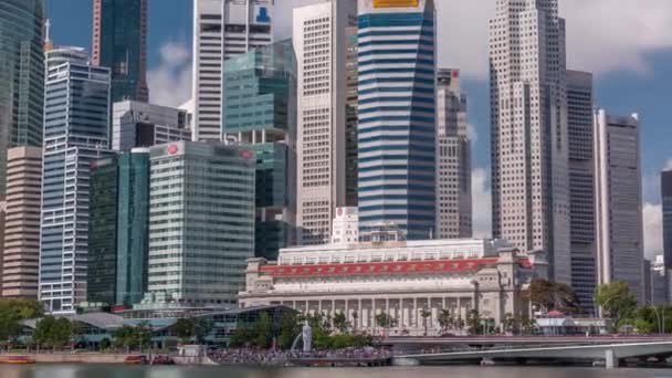 Business Financial Downtown City and Skyscrapers Tower Building at Marina Bay timelapse, Singapura , — Vídeo de Stock