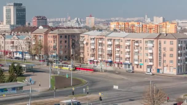 Ciudad de Kharkiv desde arriba timelapse. Vista aérea del centro de la ciudad y distritos residenciales. Ucrania . — Vídeos de Stock