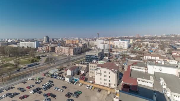 Ciudad de Kharkiv desde arriba timelapse. Vista aérea del centro de la ciudad y distritos residenciales. Ucrania . — Vídeos de Stock