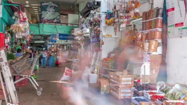 Surquillo Market timelapse, Lima, Peru. Limas biggest food market — Stock Video