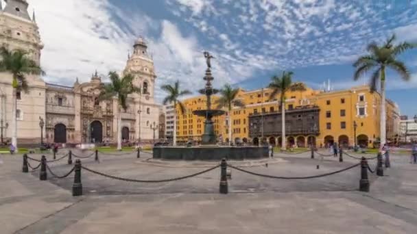 Fontanna na Plaza de Armas timelapse hiperlapse, znany również jako Plaza Mayor — Wideo stockowe