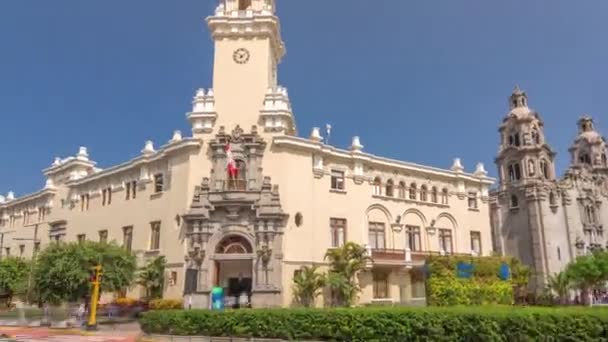 Lima City hall timelapse hyperlapse, municipality of Miraflores near to Kennedy park. Lima, Peru — Stock Video
