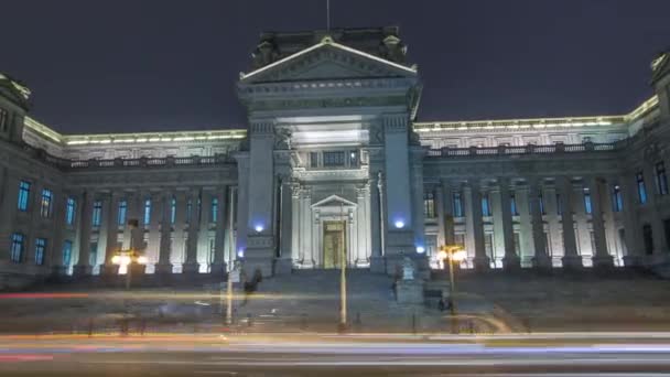 Het Paleis van Justitie van Lima nacht timelapse hyperlapse. Peru — Stockvideo