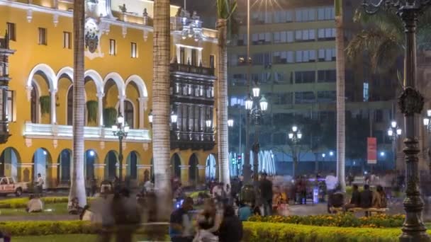 A cronologia da noite da Plaza de Armas, também conhecida como Plaza Mayor — Vídeo de Stock