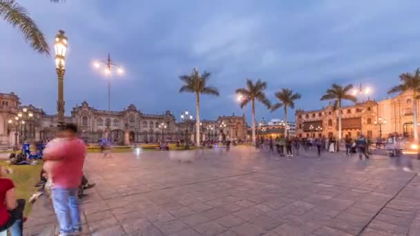 Palacio de Gobierno o Palazzo del Governo noto anche come Casa di Pizarro giorno per notte timelapse. — Video Stock