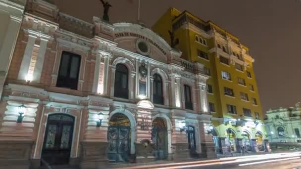 Rapide à pied de Central Post Office Building à Plaza de Armas nuit timelapse hyperlapse — Video
