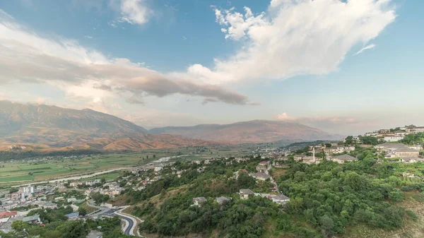 Panorama Der Stadt Gjirokastra Aus Der Sicht Der Festung Der — Stockfoto