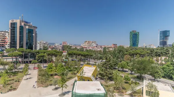 Panorama Que Muestra Paisaje Urbano Tirana Con Sus Coloridos Edificios — Foto de Stock