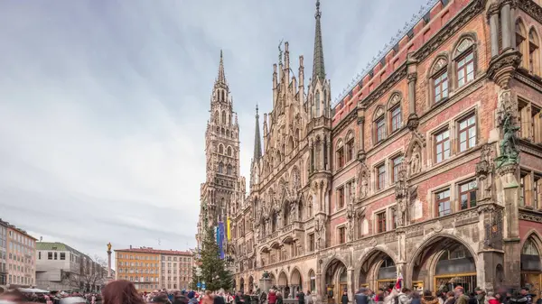 Hauptfassade Des Neuen Rathauses Nördlichen Teil Des Marienplatzes München Der — Stockfoto