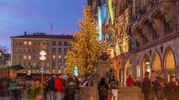 Fish Fountain Fischbrunnen Front New New Town Hall Marienplatz Day — Stock Photo, Image