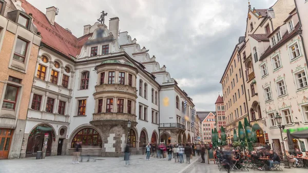 Cityscape Bier Houses Restaurants Outdoors Platzl Timelapse Munich Bayern Germany — Stock Photo, Image