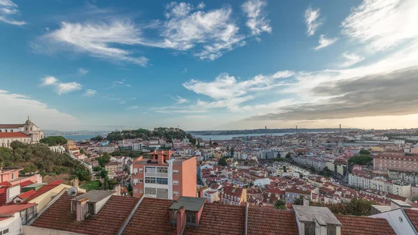 Panorama Zobrazující Slavný Pohled Lisabonu Miradouro Senhora Monte Nejvyšší Pohled — Stock fotografie