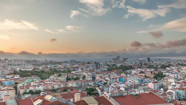 Panorama Visar Lissabon Berömda Antenn Utsikt Från Miradouro Senhora Monte — Stockfoto