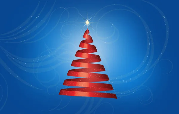 Red Ribbon Christmas Tree — Stock Photo, Image