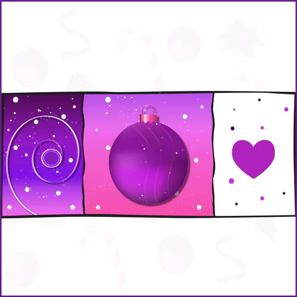 圣诞紫色三人组设计 — 图库照片