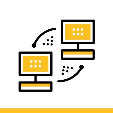 Doğrusal simgesi içerik senkronizasyonu. Bilgisayar veri ve internet technol