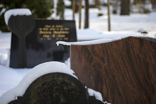 Snö Gravstenar Kommunala Kyrkogården Amsterdam Nederländerna — Stockfoto