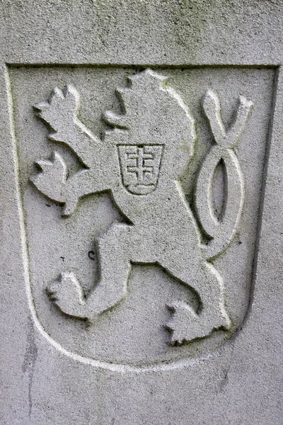 Vista Perto Emblema Leão Lápide Cemitério Municipal Amsterdã Países Baixos — Fotografia de Stock