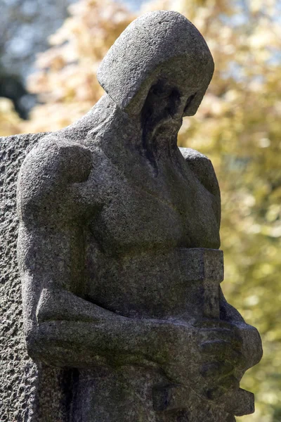 Statue Guerrier Avec Épée Cimetière Municipal Amsterdam Pays Bas — Photo