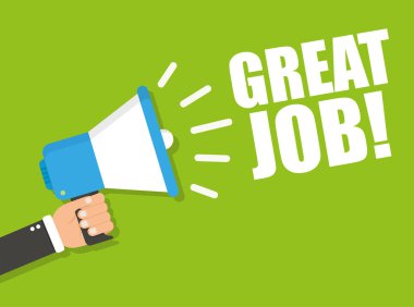 Yeşil arka plan üzerinde büyük iş kelimelerle hoparlör