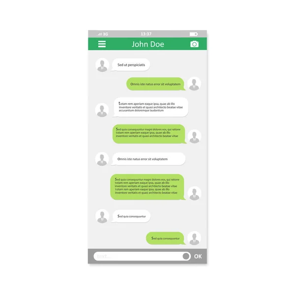Обмен Сообщениями Экране Мобильного Телефона Белом Фоне — стоковый вектор