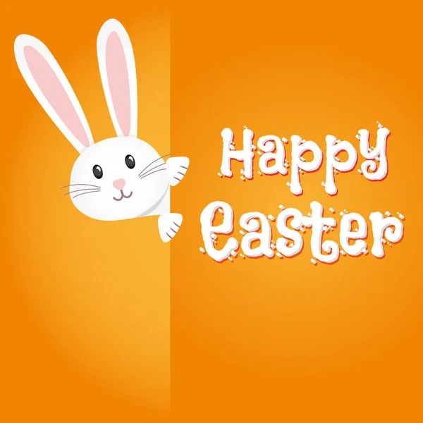 Conejo Pascua Con Texto Pascua Feliz Sobre Fondo Amarillo — Vector de stock