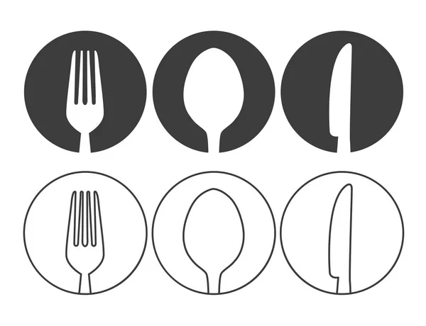 Knife Fork Spoon Icons Vector — Stock Vector